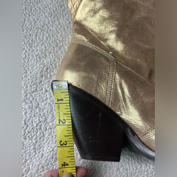 FREE PEOPLE TRIPLE CROWN SLOUCHY KNEE HIGH GOLD BOOTS SIZE 9 WOMENS - Picture 6 of 8